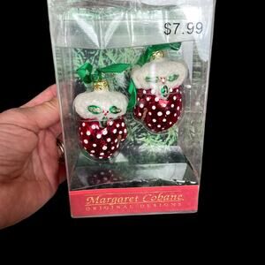 Margaret Cobane Glass Ornament Red Mittens Vintage Christmas Collectible